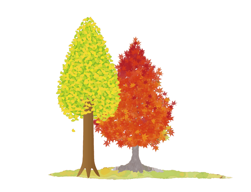 紅葉した木のイラスト